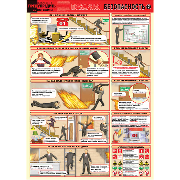 PL-003 Комплект плакатов "Пожарная безопасность" - плакат на бумаге для уголка по охране труда и пожарной безопасности