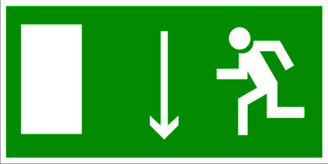 Знак E-10 Указатель двери эвакуационного выхода (левосторонний), купить на пленке самоклеющейся, фотолюминесцентный, на пластик