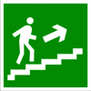 Знак E-15 Направление к эвакуационному выходу по лестнице вверх направо